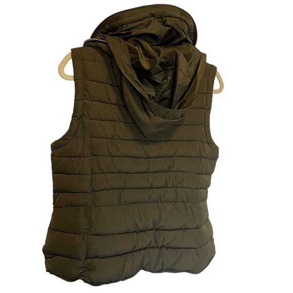 YMI Collection Olive Polyester Faux Fir Lined Women's Hooded Quilted Vest Sz Med - Picture 3 of 15